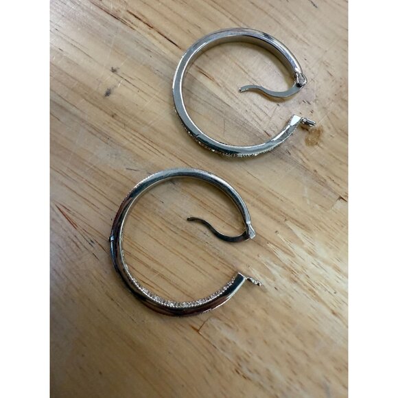 Charter Club Silver-Tone Crystal Hoop Earrings 1.6", Glam, Classic, Neutral, - Picture 9 of 9